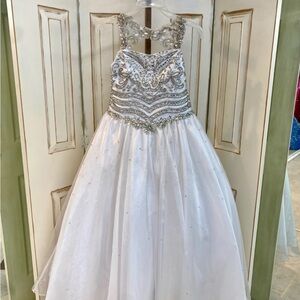 Elegant White and Silver Kids Dress